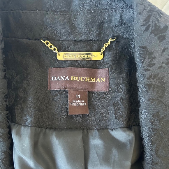 Dana Buchman Damask Black Long Sleeve Blazer Size 14 - Picture 4 of 13